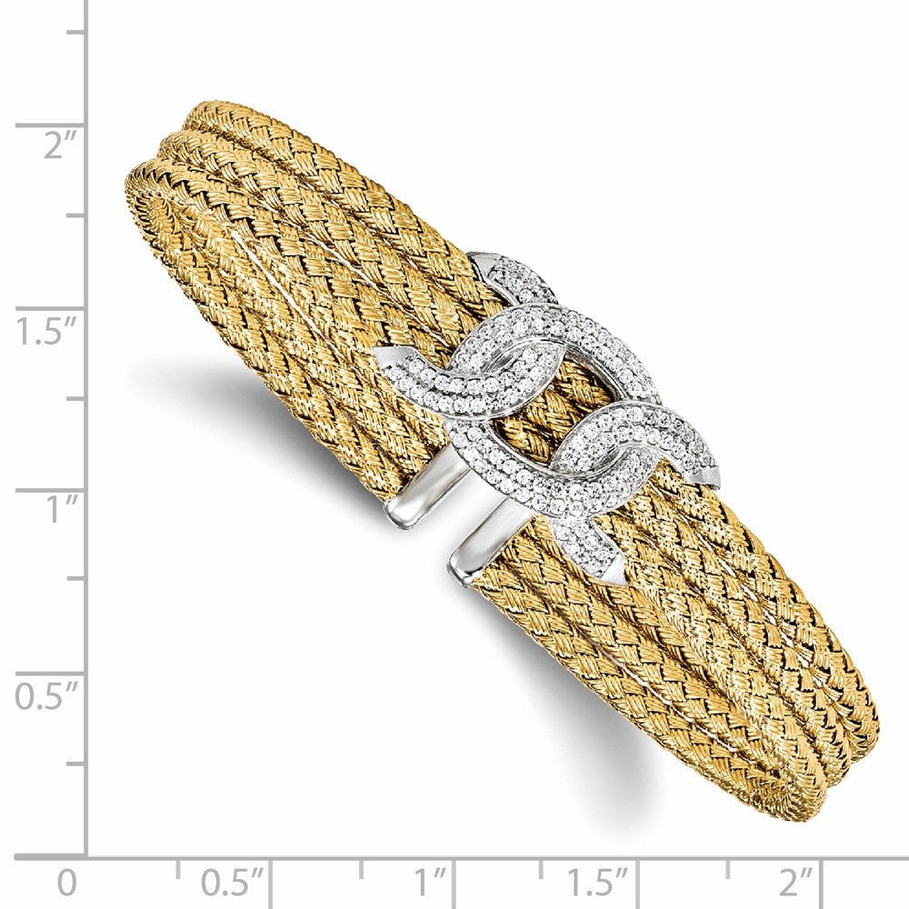 Leslie's Sterling Silver Gold-tone CZ Woven CuffQLF831