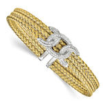 Load image into Gallery viewer, Leslie&#39;s Sterling Silver Gold-tone CZ Woven CuffQLF831
