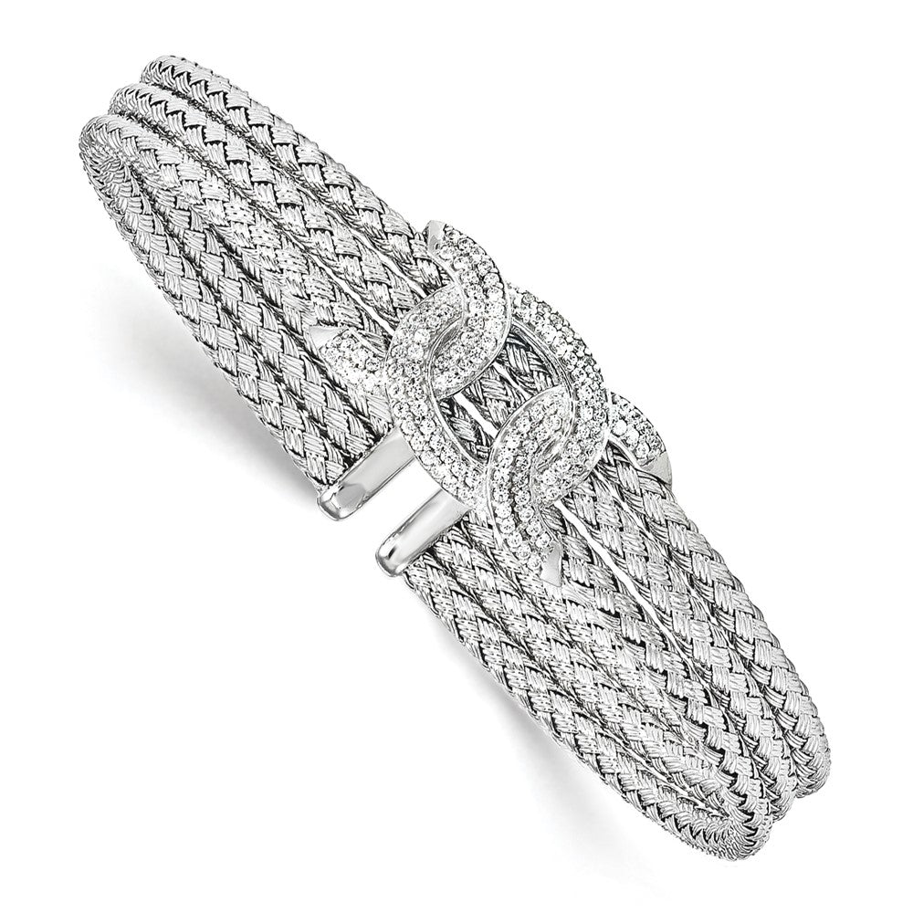 Leslie's Sterling Silver Rhodium-plated CZ Woven CuffQLF832
