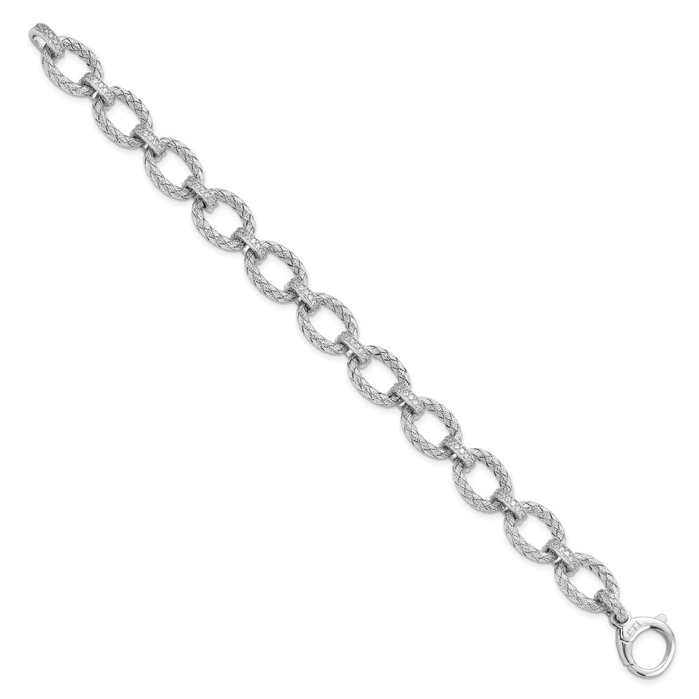 Leslie's Sterling Silver Rhodium-plated CZ Woven Link BraceletQLF834-7.25
