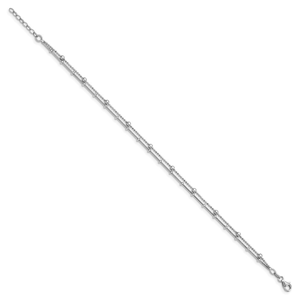 Leslie's Sterling Silver Double Strand w/.5in ext. AnkletQLF835-9
