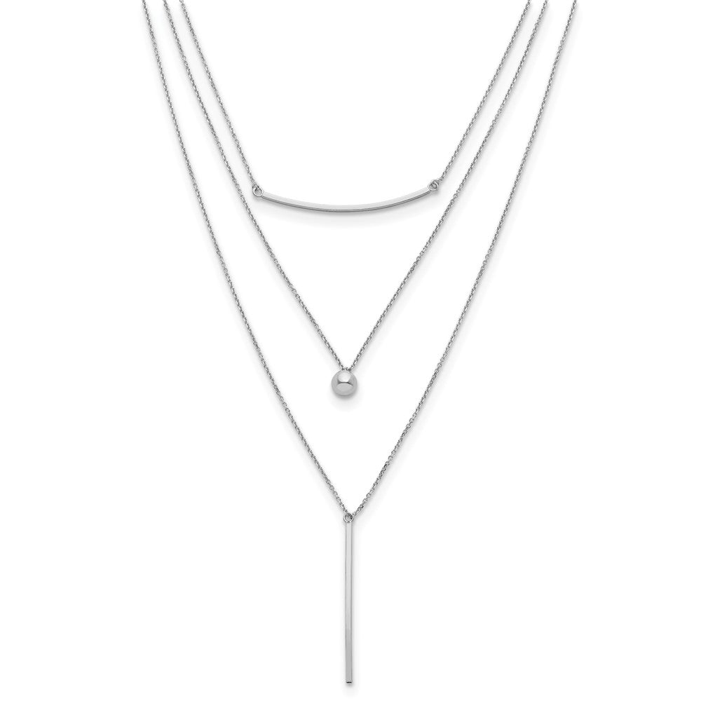 Leslie's Sterling Silver Three Strand w/2in ext. NecklaceQLF840-16.5