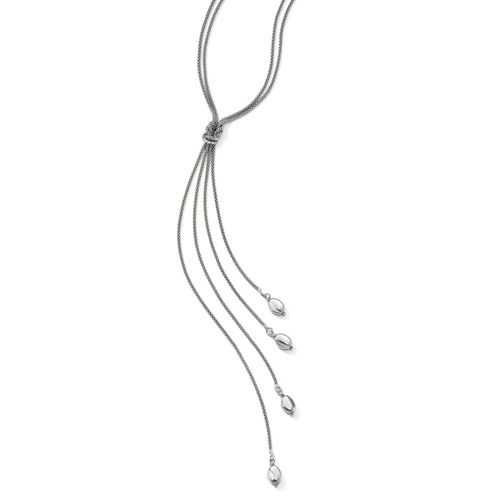 Leslie's Sterling Silver Polished Multi-strand Bead Dangle Knot NecklaceQLF847-20