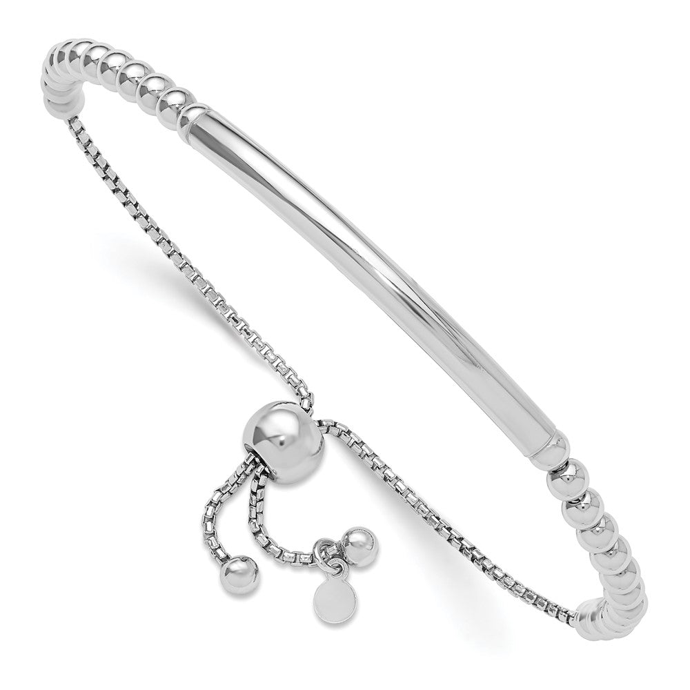 Leslie's Sterling Silver Polished Beaded Adjustable BraceletQLF887