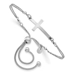 Load image into Gallery viewer, Leslie&#39;s Sterling Silver Polished Sideway Cross Adj. BraceletQLF892
