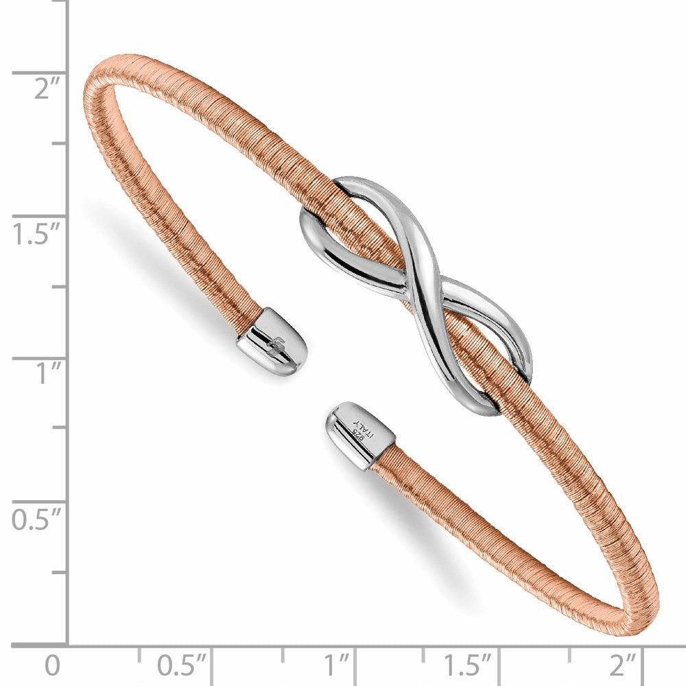 Leslie's Sterling Silver & Rose Rhodium Textured Infinity Cuff BangleQLF898