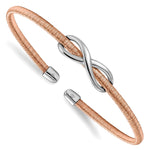 Load image into Gallery viewer, Leslie&#39;s Sterling Silver &amp; Rose Rhodium Textured Infinity Cuff BangleQLF898
