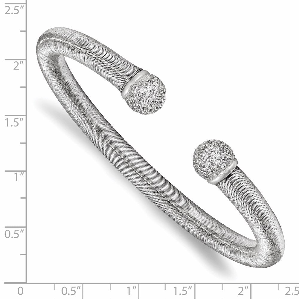 Leslie's Sterling Silver & Rhodium CZ Textured Cuff BangleQLF903