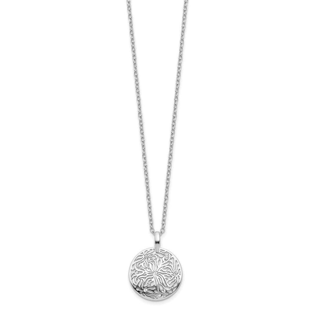 Leslie's Sterling Silver Polished CZ NecklaceQLF917-18