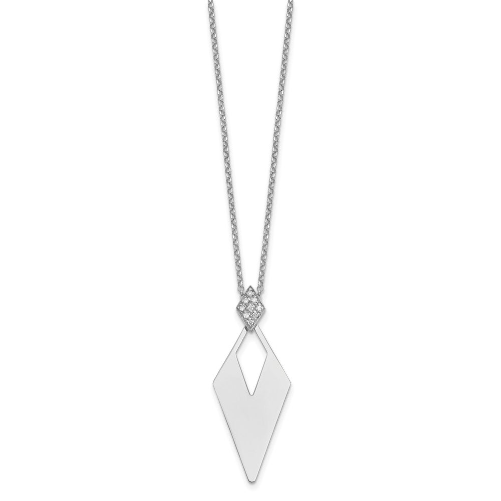 Leslie's Sterling Silver Crystal Diamond Shape w/1 in ext. NecklaceQLF945-16.5