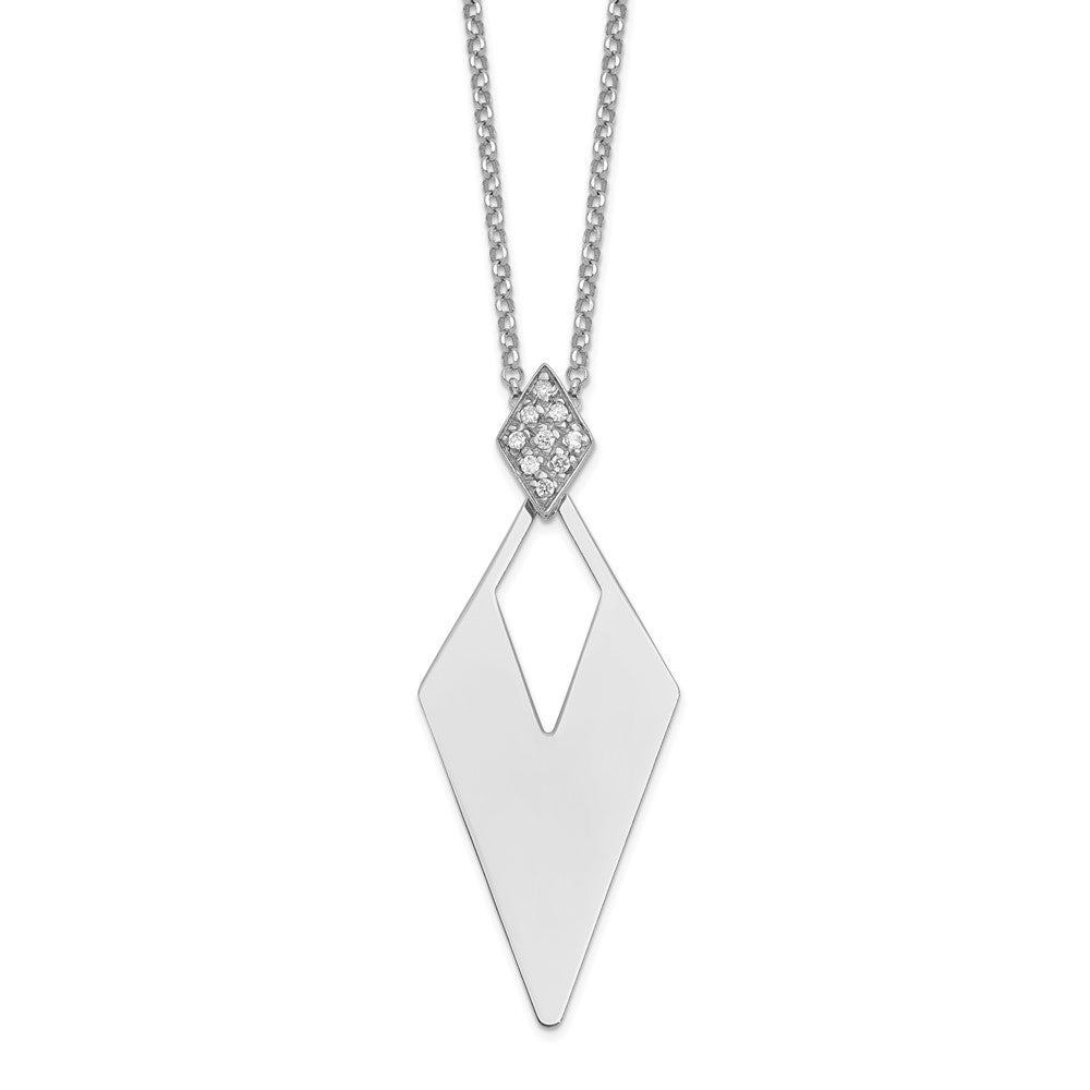 Leslie's Sterling Silver Crystal Diamond Shape w/1 in ext. NecklaceQLF945-16.5