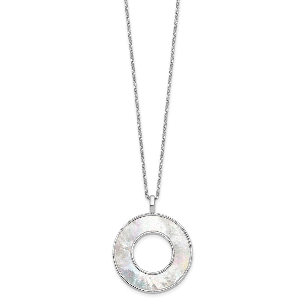 Leslie's Sterling Silver Mother of Pearl Circle Pendant NecklaceQLF950-23.5
