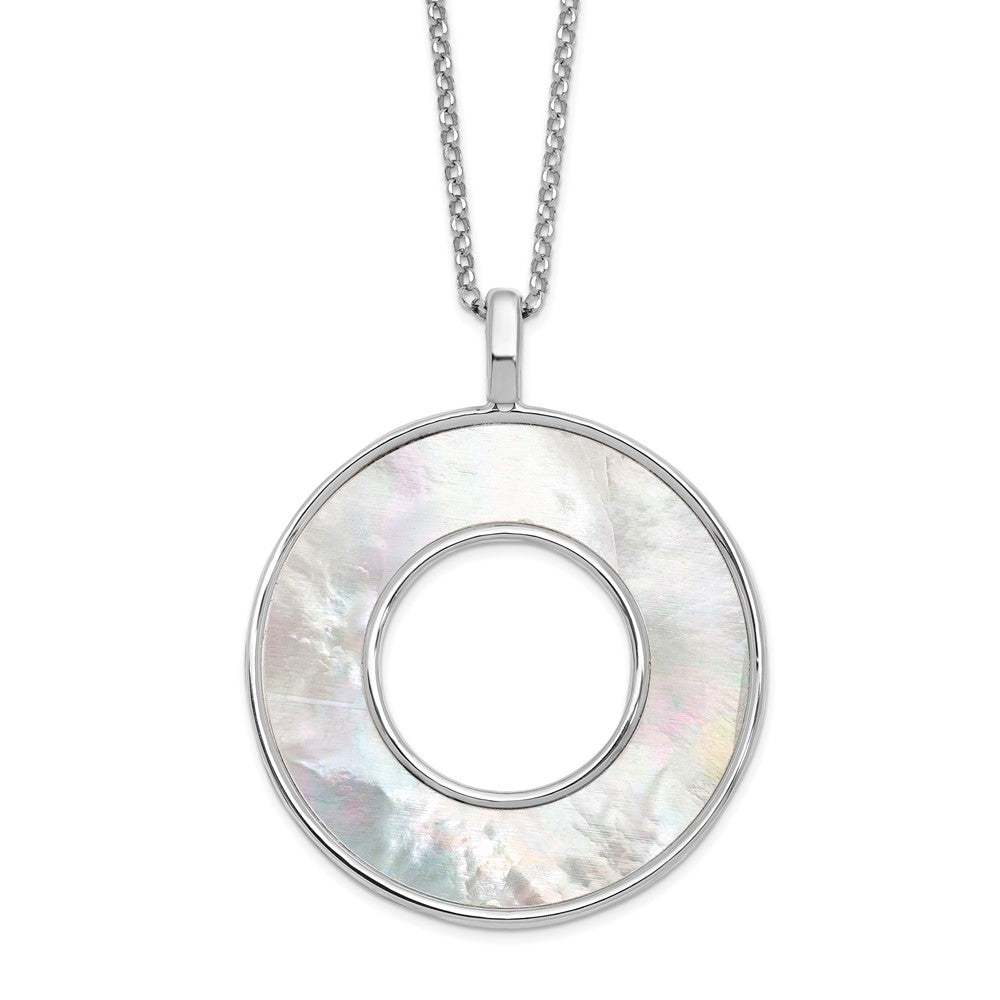 Leslie's Sterling Silver Mother of Pearl Circle Pendant NecklaceQLF950-23.5
