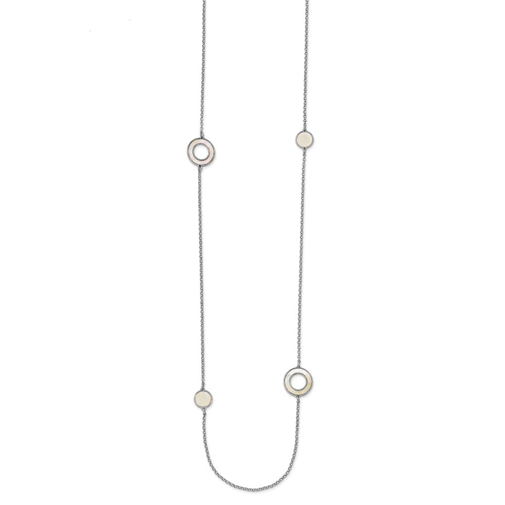 Leslie's Sterling Silver Mother of Pearl Circles NecklaceQLF952-35