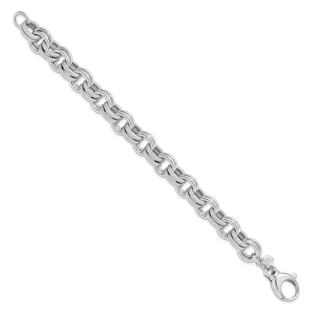 Leslie's Sterling Silver Polished & Textured Fancy Link BraceletQLF957-8