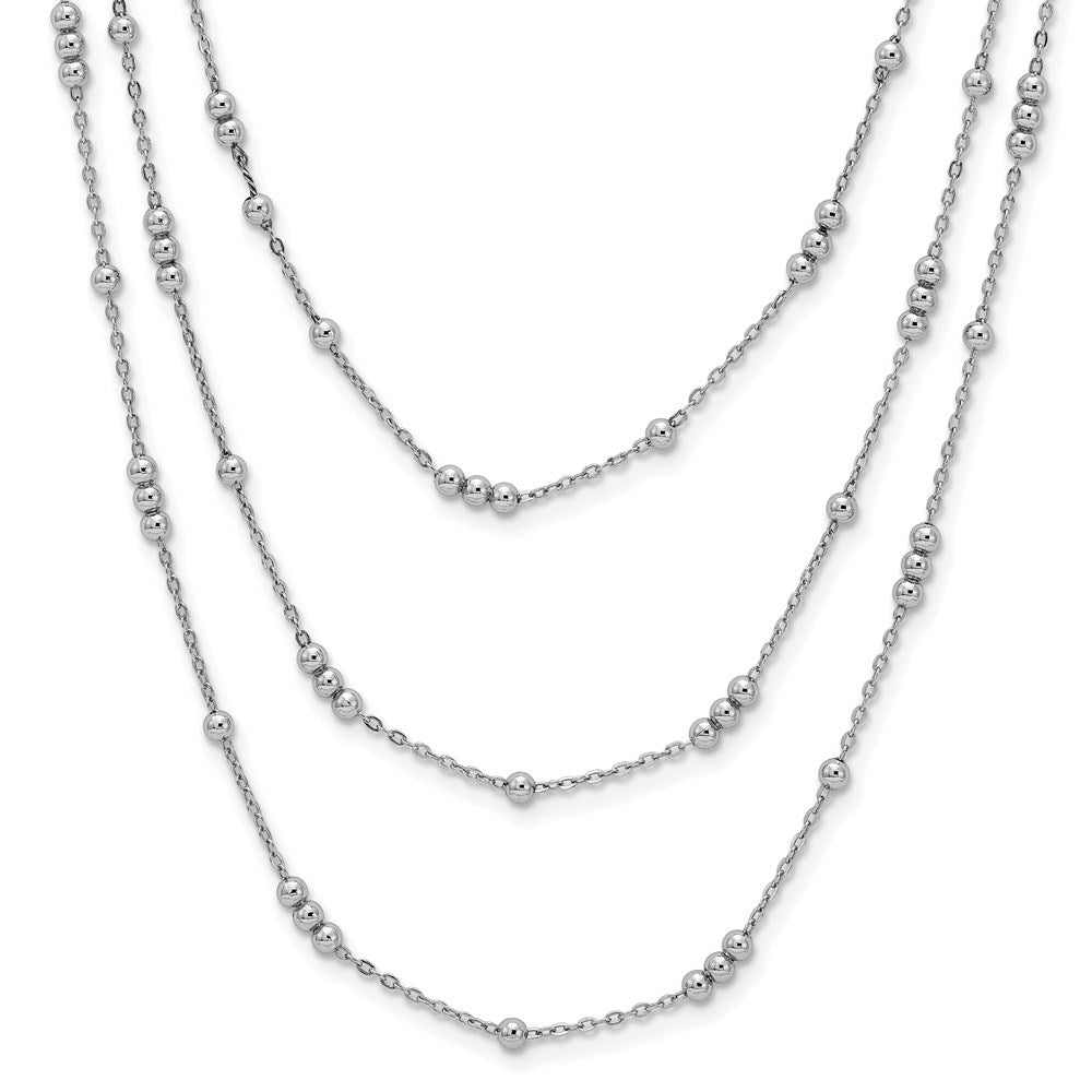 Leslie's Sterling Silver Polished Adjustable 3-Strand NecklaceQLF960