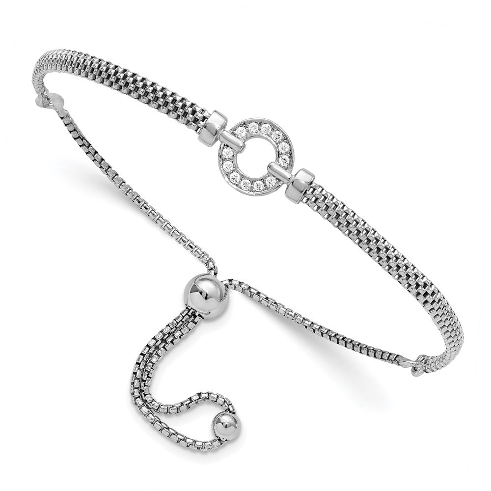 Leslie's Sterling Silver Polished CZ Adjustable BraceletQLF980