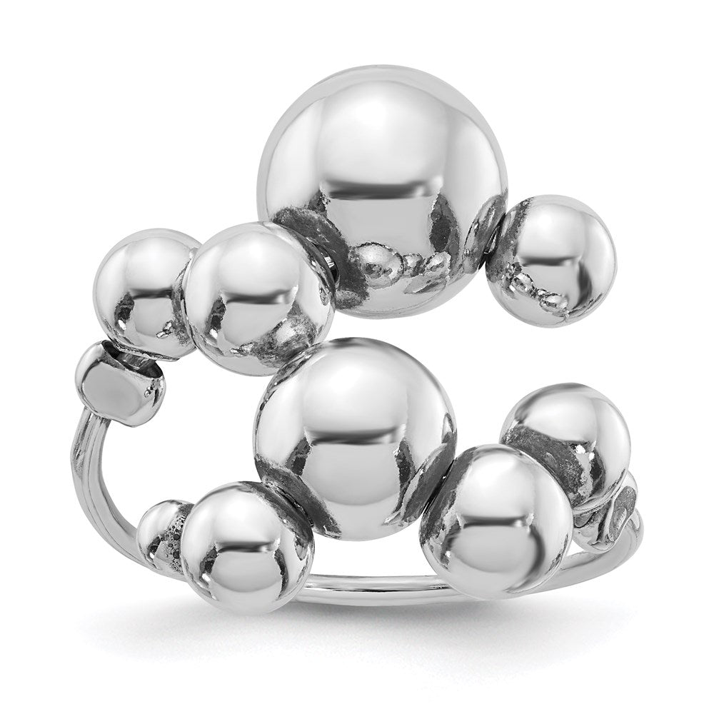 Leslie's Sterling Silver Polished Beaded Adjustable RingQLR113