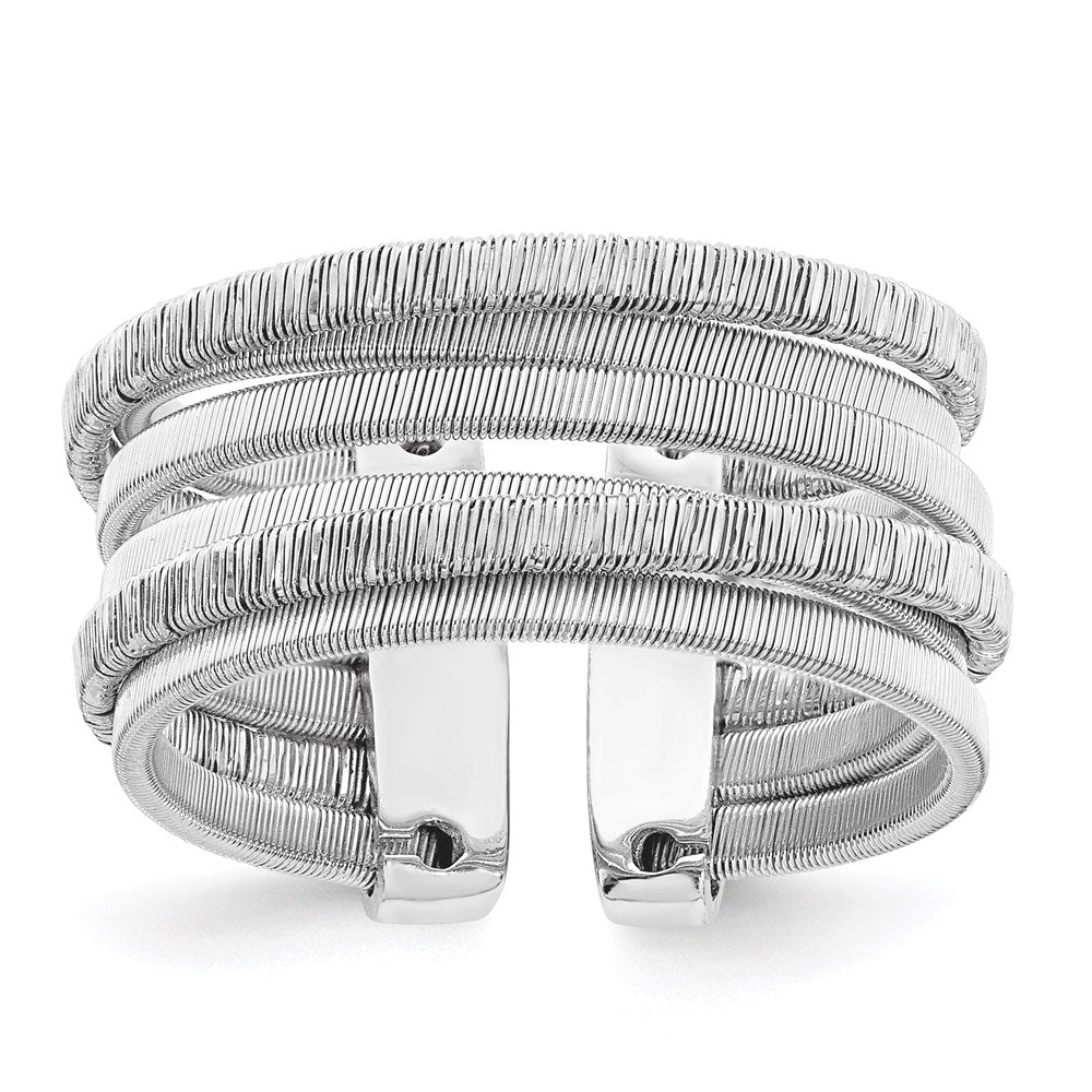 Leslie's Sterling Silver Rhodium-plated Adjustable RingQLR115