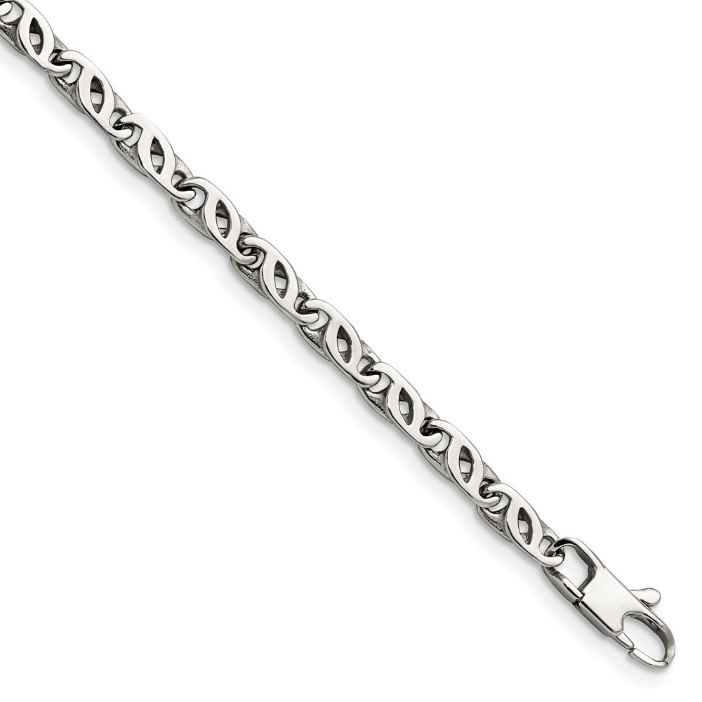 Stainless Steel Polished Fancy Link 7.5in BraceletSRB1042-7.5