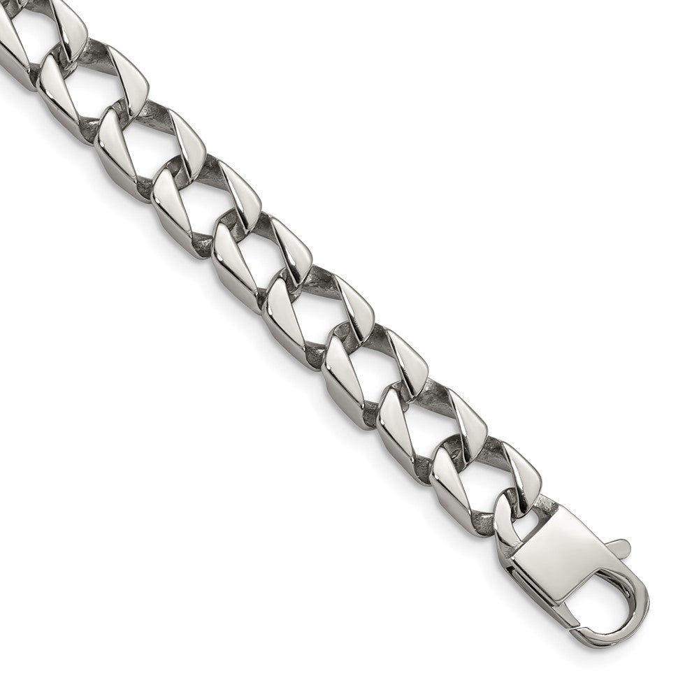 Stainless Steel Polished Square Link 8.5in BraceletSRB1095-8.5