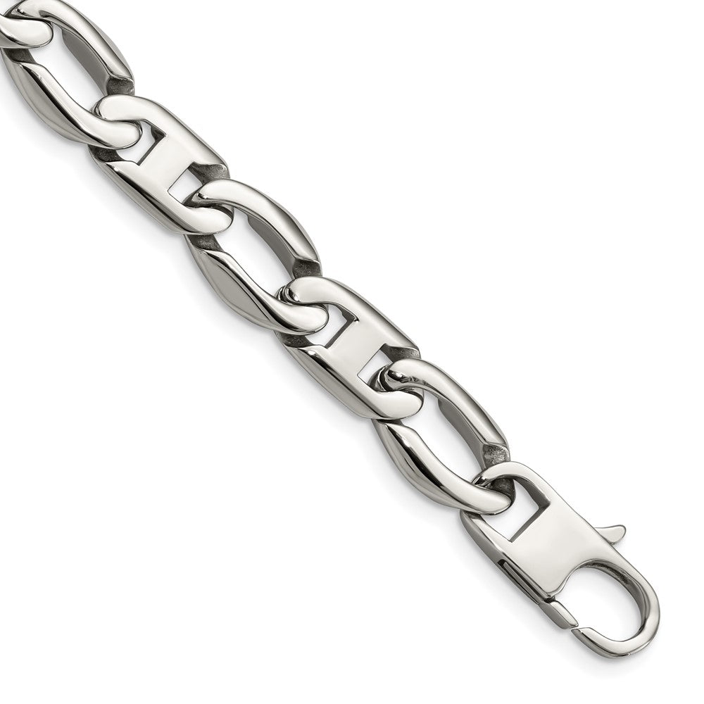 Stainless Steel Polished Open Links BraceletSRB1098-8.5