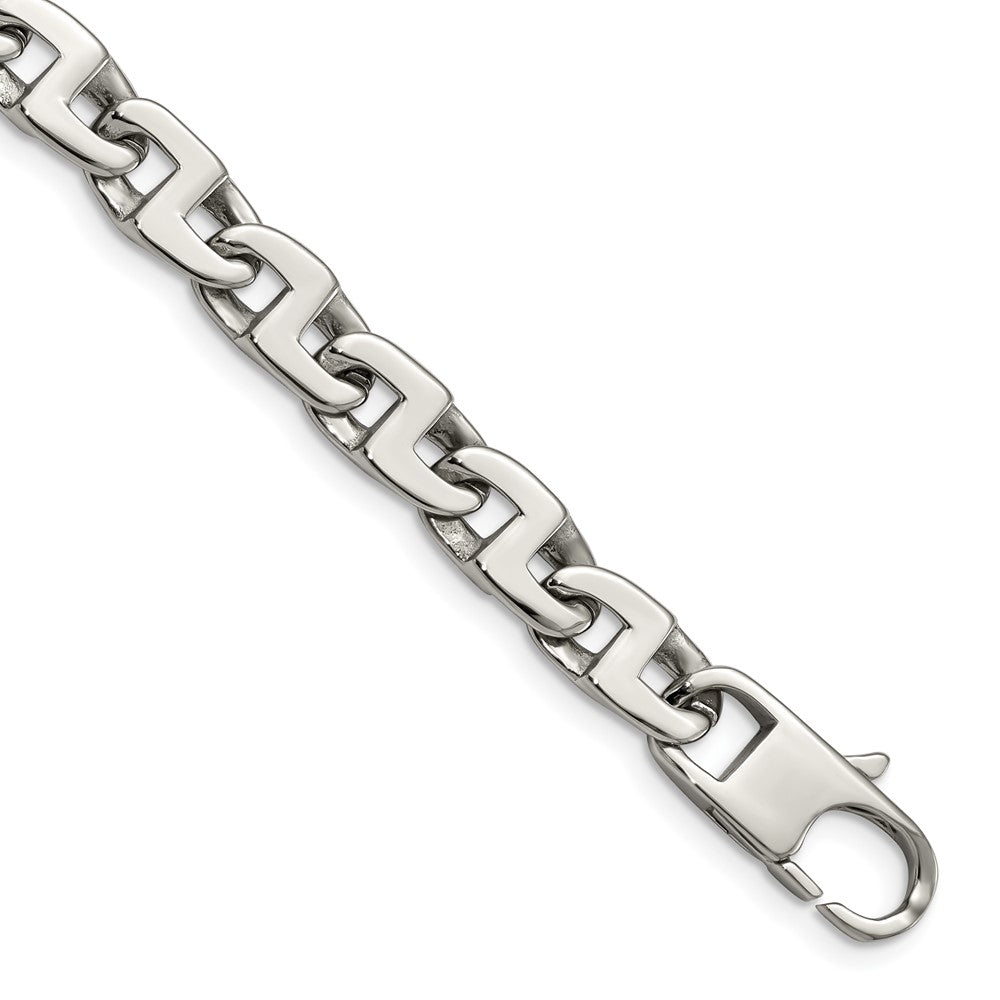 Stainless Steel Polished Fancy Squares Link BraceletSRB1099-8.5