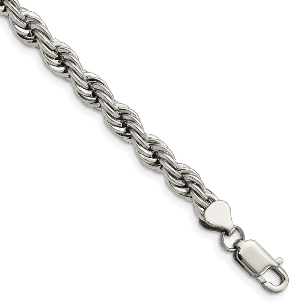 Stainless Steel Polished 7mm Rope BraceletSRB1191-7.25