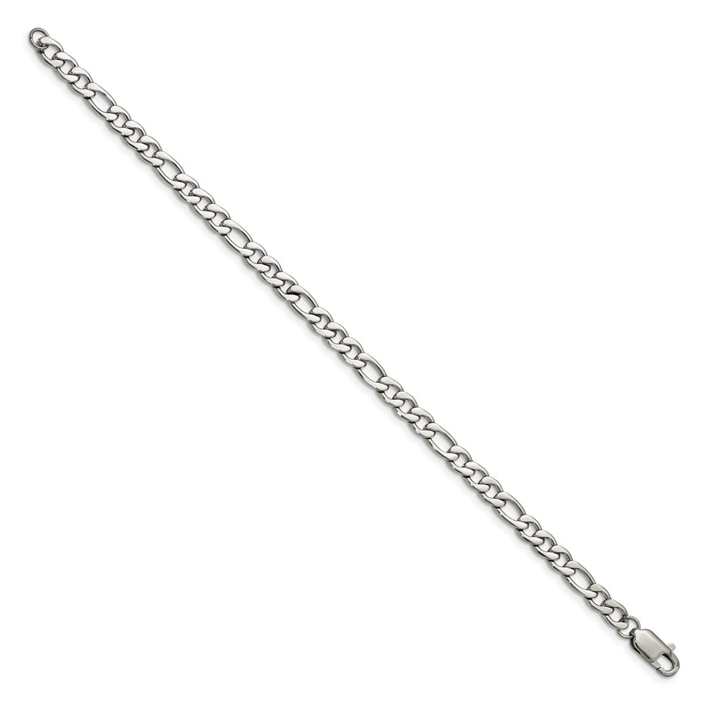 Stainless Steel Polished Figaro 9 inch BraceletSRB1806-9