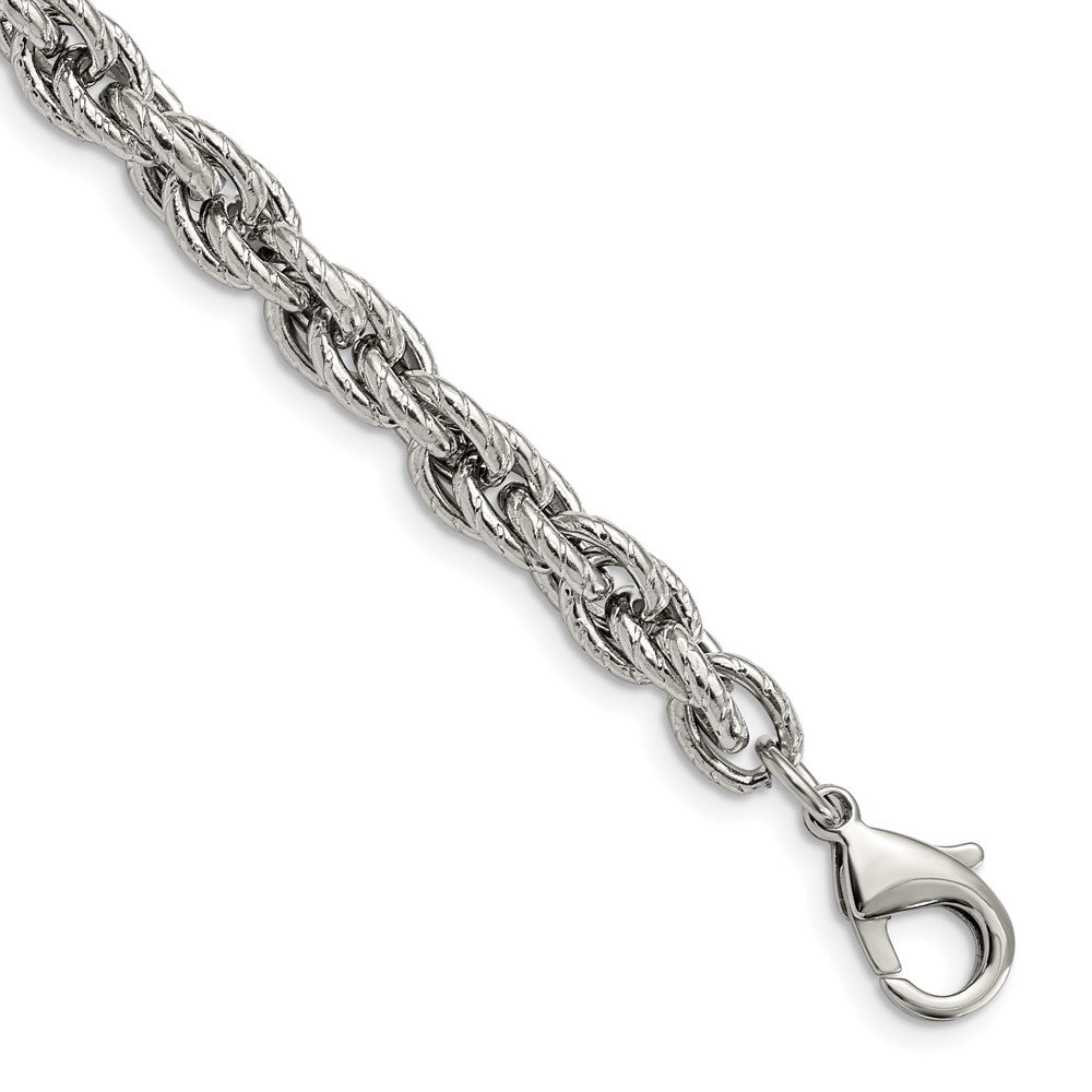 Stainless Steel Polished Textured Fancy Rope 8in BraceletSRB2317-8