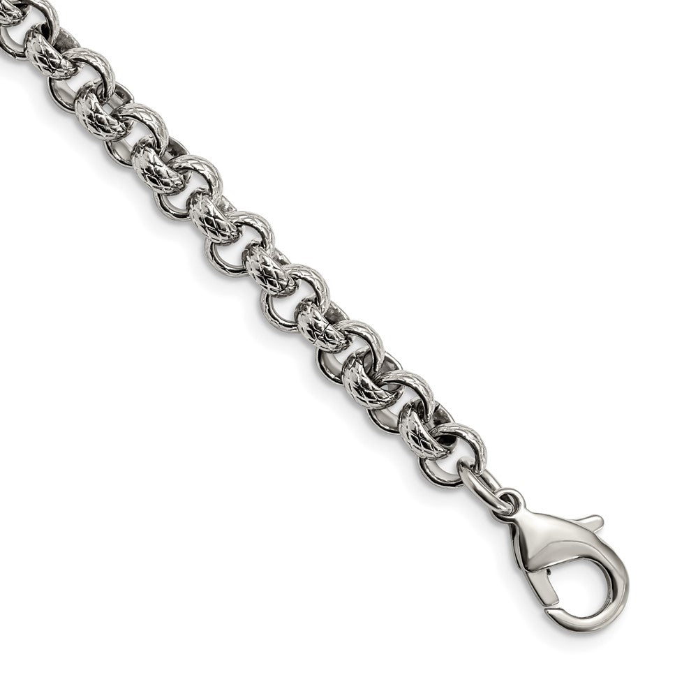 Stainless Steel Polished Textured Link 8.25in BraceletSRB2320-8.25