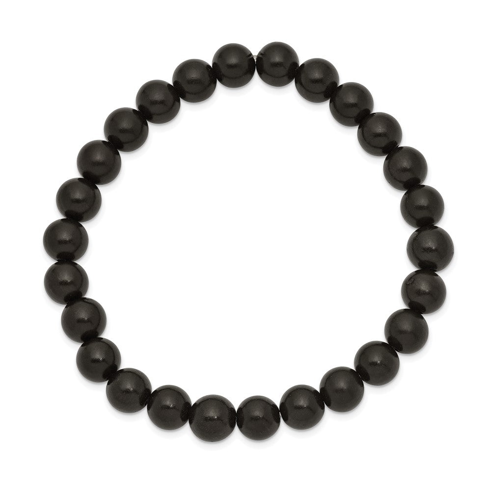 Black Wood Bead Stretch BraceletSRB2515