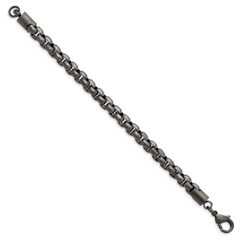 Stainless Steel Polished Gun Metal IP-plated Box Chain 8.5in BraceletSRB2526-8.5