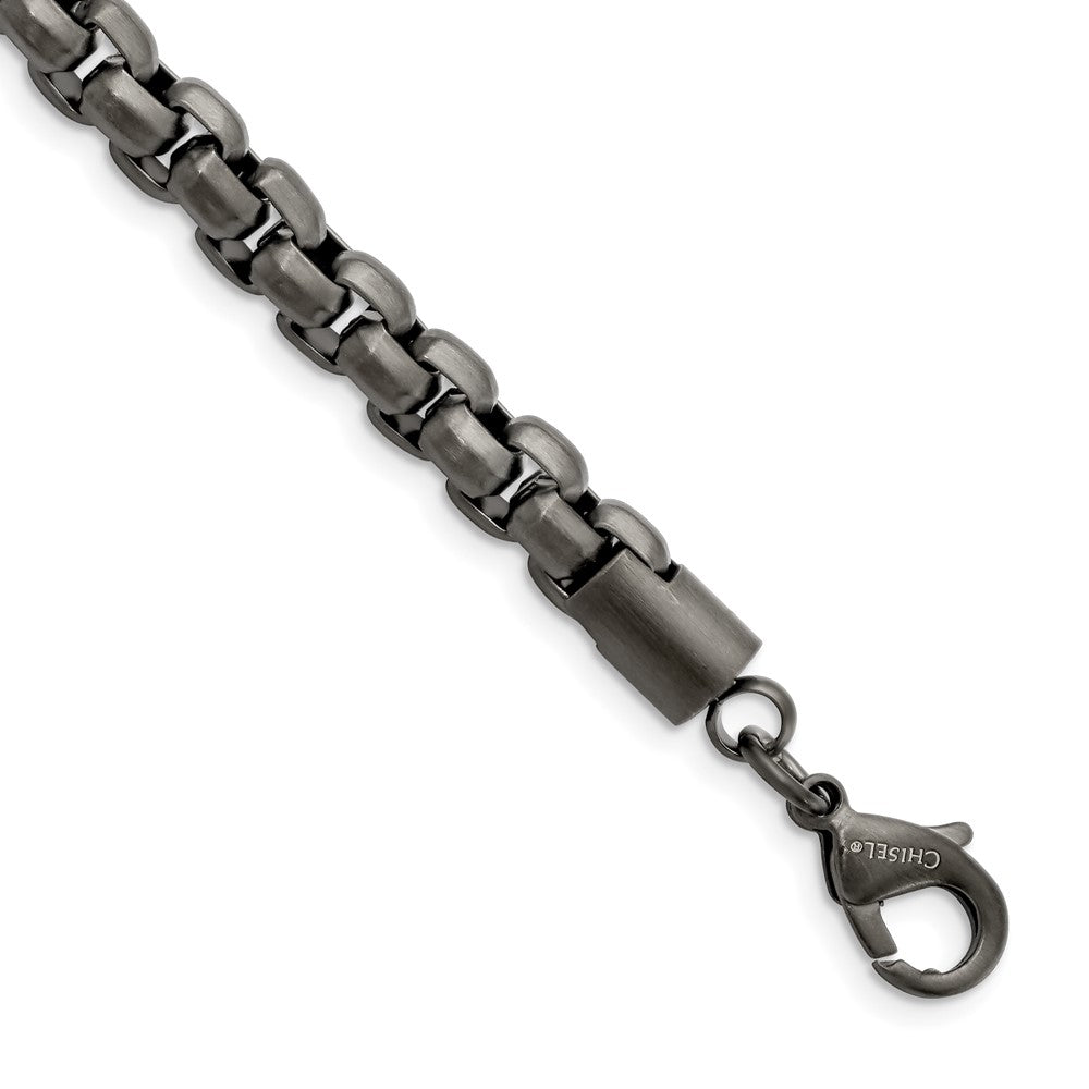 Stainless Steel Polished Gun Metal IP-plated Box Chain 8.5in BraceletSRB2526-8.5