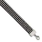 Load image into Gallery viewer, Stainless Steel with Black Leather and Crystal 7.25in w/1.75in ext. BraceleSRB2533-7.25
