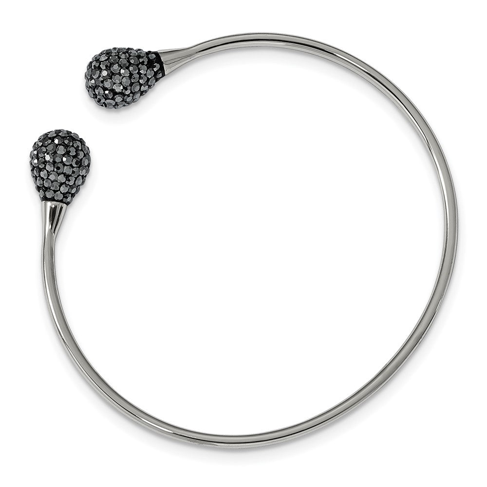 Stainless Steel Polished with Hematite Flexible Cuff BangleSRB2535