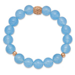 Load image into Gallery viewer, Stainless Steel Rose IP-plated Blue Chalcedony Stretch BraceletSRB2555
