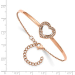 Load image into Gallery viewer, Stainless Steel Polished Rose IP White Enamel CZ Heart w/2in ext. BraceletSRB2558-6.5
