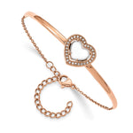 Load image into Gallery viewer, Stainless Steel Polished Rose IP White Enamel CZ Heart w/2in ext. BraceletSRB2558-6.5
