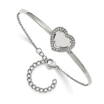 Load image into Gallery viewer, Stainless Steel Polished with CZ Heart 6.5in with 2in ext. Bar BraceletSRB2559-6.5
