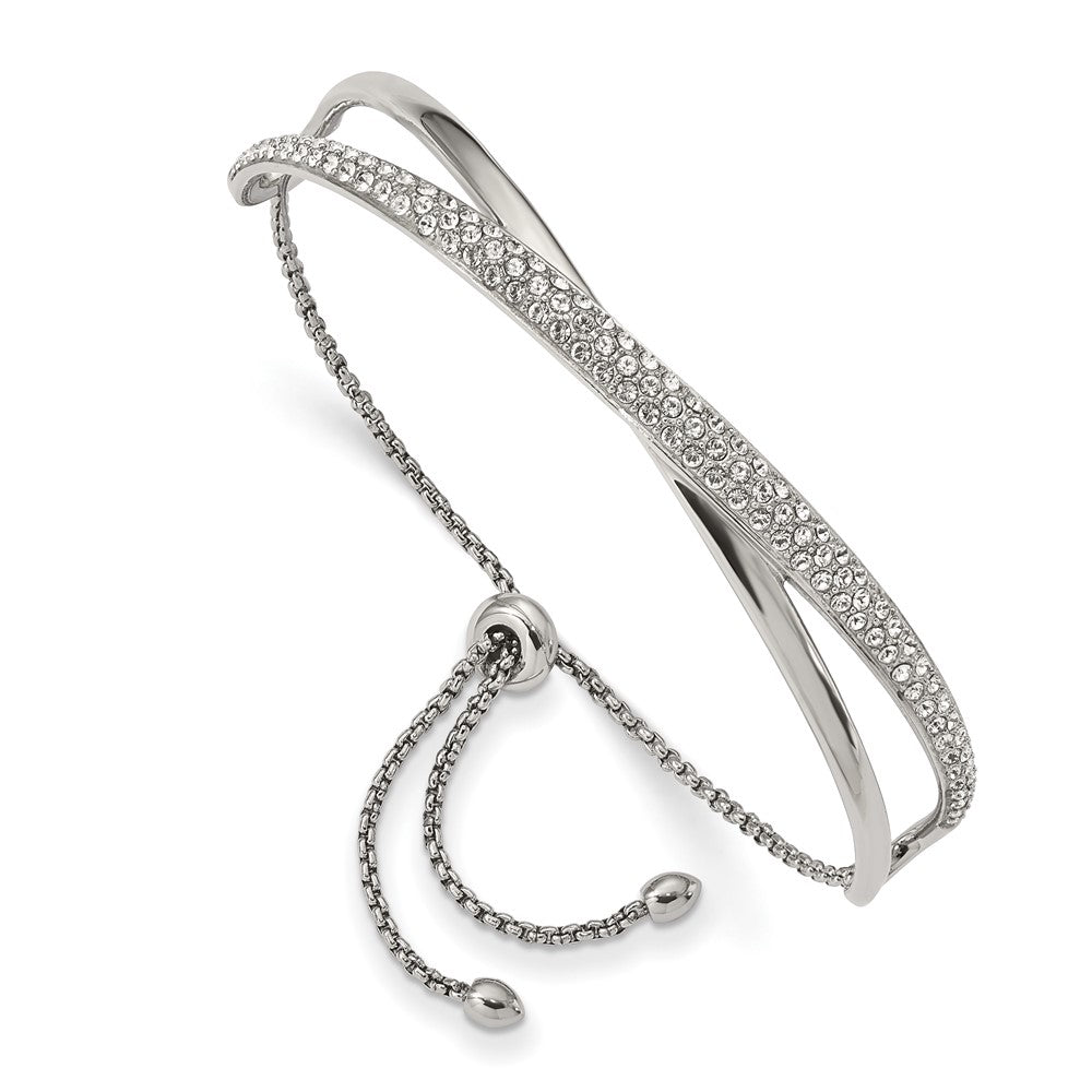 Stainless Steel Polished with Swarovski Crystal Adjustable BangleSRB2564
