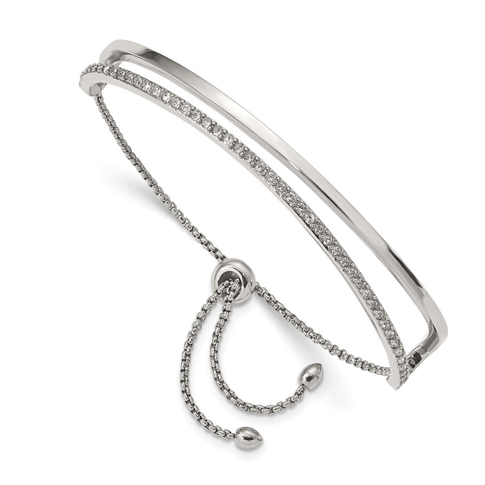 Stainless Steel Polished with Crystals from Swarovski Adjustable BangleSRB2565