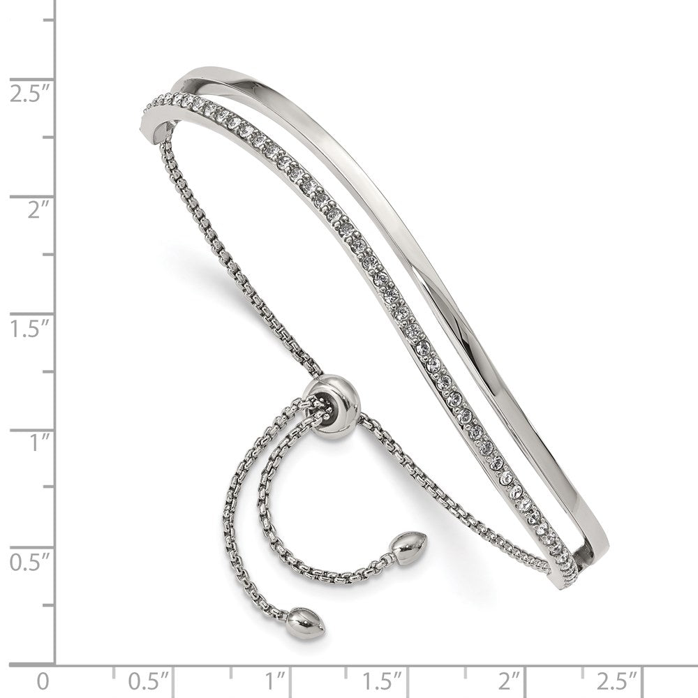 Stainless Steel Polished with Crystals from Swarovski Adjustable BangleSRB2566