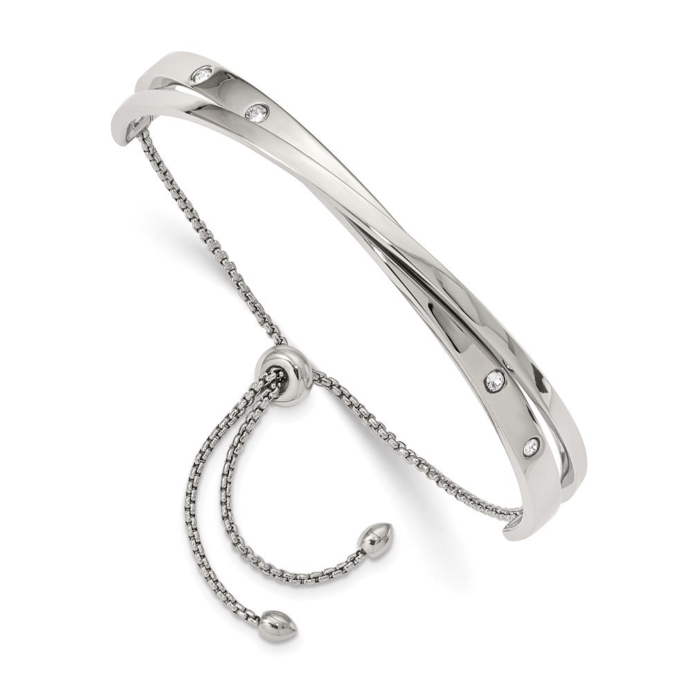 Stainless Steel Polished with Crystals from Swarovski Adjustable BangleSRB2567