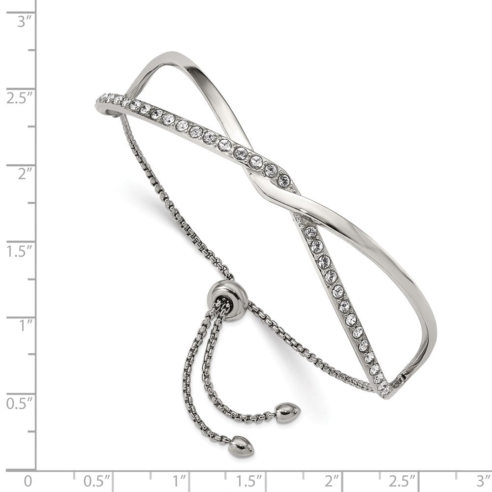 Stainless Steel Polished with Crystals from Swarovski Adjustable BangleSRB2568