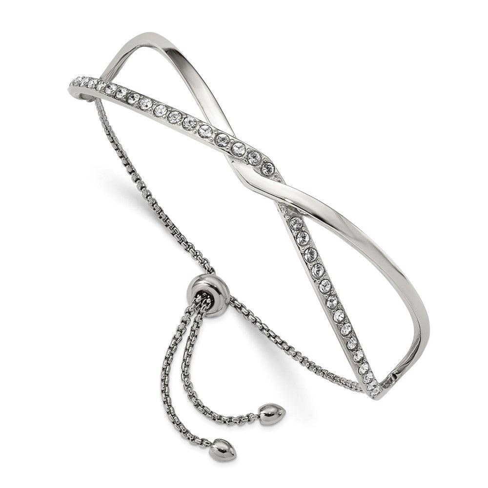 Stainless Steel Polished with Crystals from Swarovski Adjustable BangleSRB2568