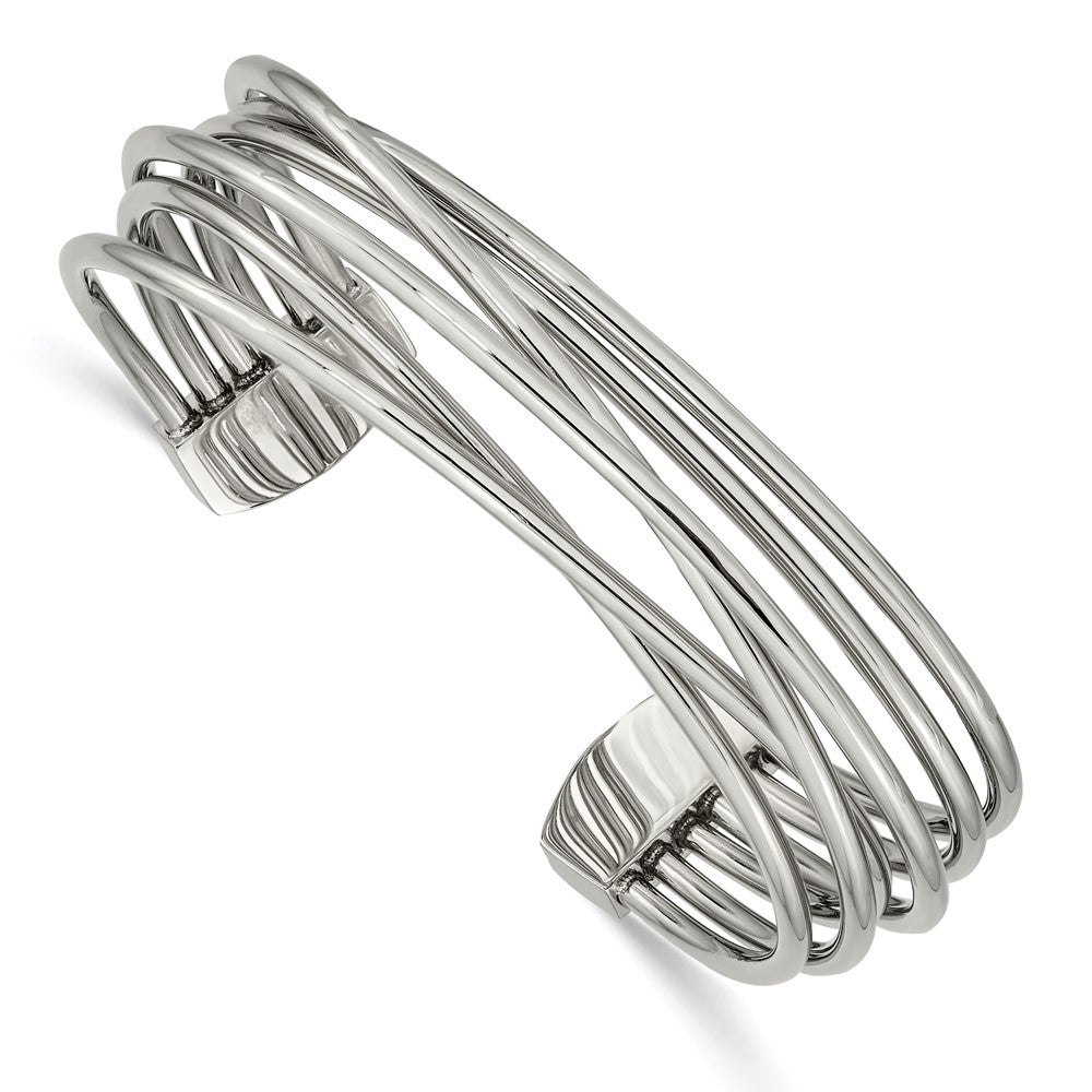 Stainless Steel Polished Twisted 18.00mm Cuff BangleSRB2569