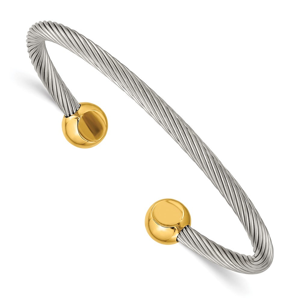 Stainless Steel Yellow IP-plated Cuff BangleSRB256