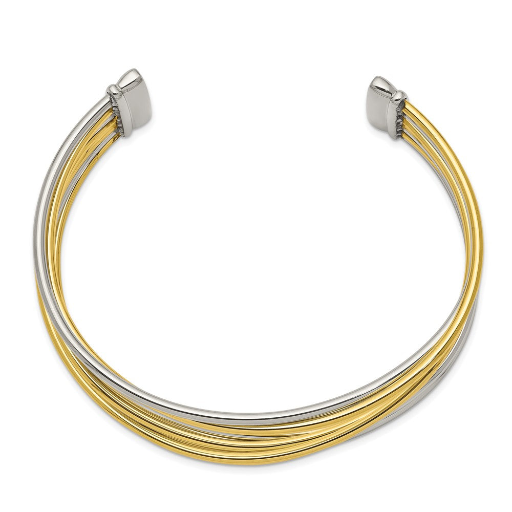 Stainless Steel Polished Yellow IP-plated Twisted Cuff BangleSRB2571