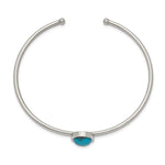 Load image into Gallery viewer, Stainless Steel Polished w/Reconstructed Turquoise Flexible Cuff BangleSRB2573
